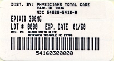Epivir 300mg Tablet Label (300mg Package Label)